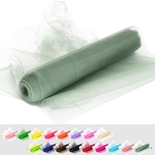 Ableme Deco Tulle Fabric Rolls, 54 Inch by 10 Yards (30 ft) Tulle Ribbon for Wedding Party Decoration Sheer Fabric Spool Bolt, Ceiling Decor, Tutu Skirt, Christmas Gift Wrapping, Soft & Drape (Sage Green) - Image 1