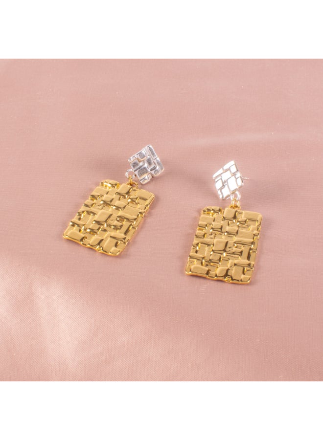 Two Tone Golden Silver Stainless Steel Earring