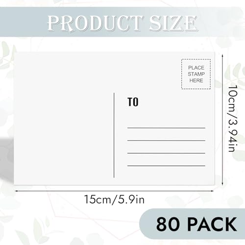 COIDEA Blank Postcards for Mailing, 80 Post Cards for Mailing, 300 GSM White 4 x 6 inches Cardstock Paper Mailable Printable Postcards Bulk for Birthday, Thank You, Business Postcards - Image 2