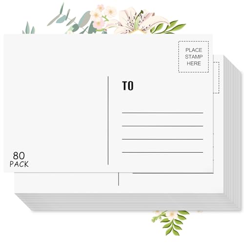 COIDEA Blank Postcards for Mailing, 80 Post Cards for Mailing, 300 GSM White 4 x 6 inches Cardstock Paper Mailable Printable Postcards Bulk for Birthday, Thank You, Business Postcards - Image 1