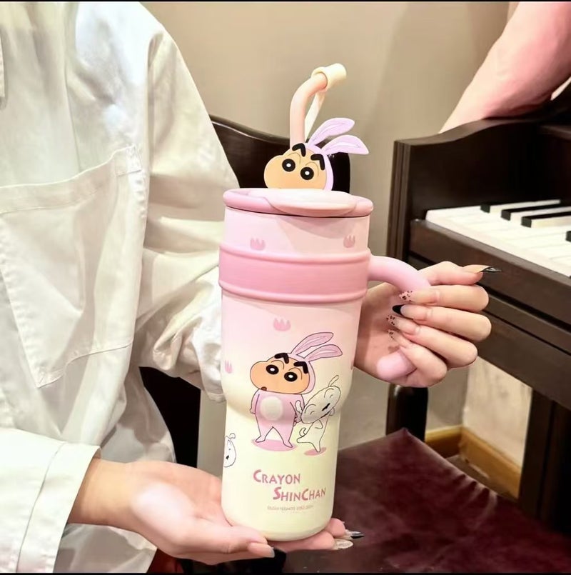 Cherry Maruko Jumbo Straw Insulated Mug High-Capacity Pink crayon shin-chan [free xiaoxin dust cap]