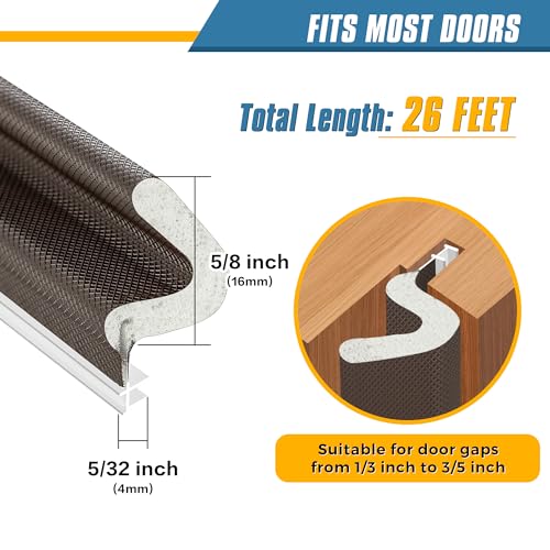 Ravinte Hardware 26FT Weather Stripping Door Seal Strip, Soundproofing V-Shape, Brown, RH2-1MFT8MZS1 - Image 4
