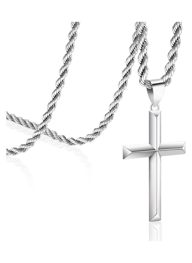 Generic - Men's 925 Sterling Silver Cross Pendant, 16-28 Inch - Image 1
