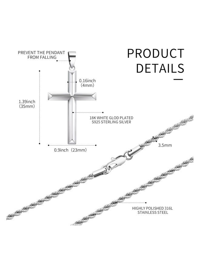 Generic - Men's 925 Sterling Silver Cross Pendant, 16-28 Inch - Image 1