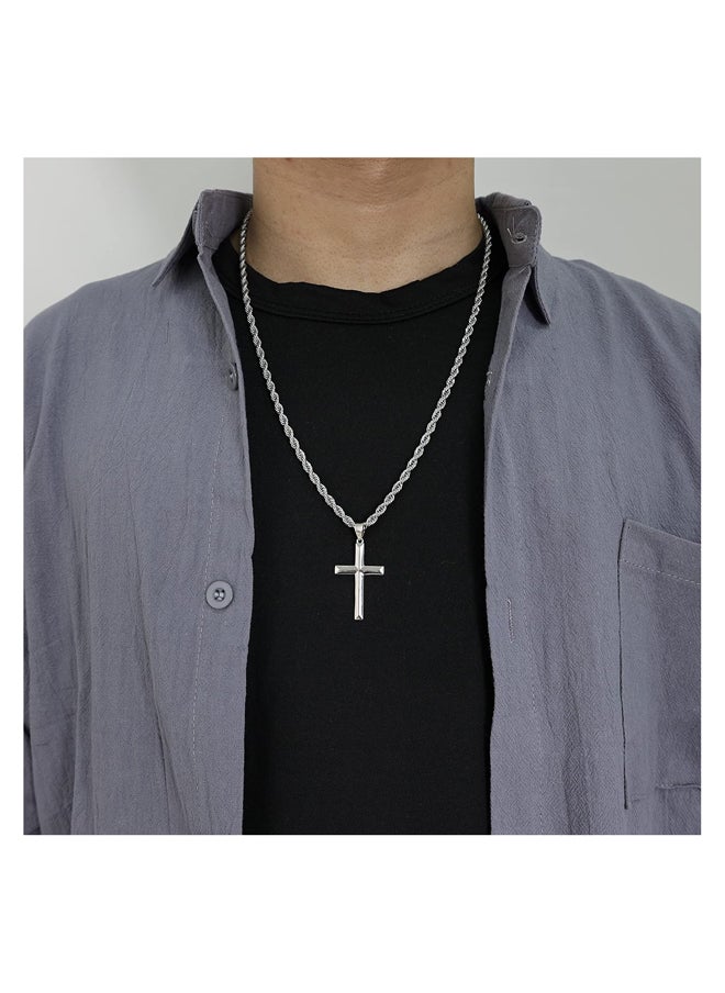 Generic - Men's 925 Sterling Silver Cross Pendant, 16-28 Inch - Image 1
