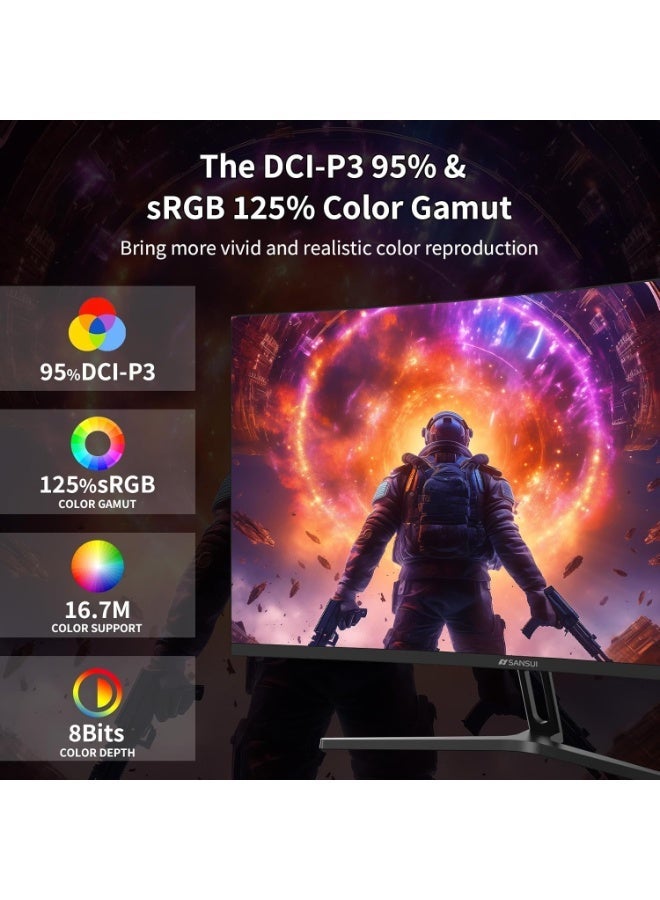 SANSUI 32-Inch 2K WQHD Curved Gaming Monitor, 180Hz, 0.5ms, HDMI 2.1, ES-G32C1Q image 9