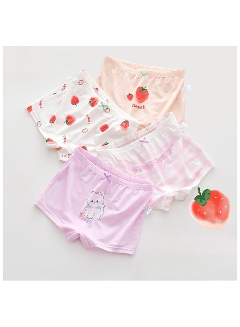 Fashionable Little Girl Cute Style Printed Four Boxer Briefs Suitable For Ages 3-10 - Image 1