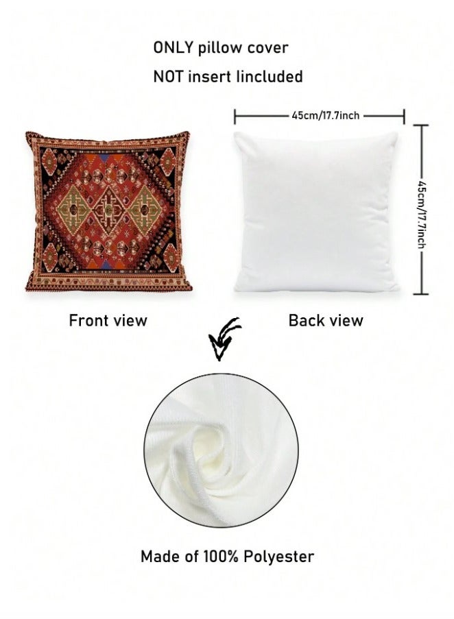 Cushion cover set of 4 pieces, bohemian design, bright and solid colors, size 45 cm x 45 cm, without filling - Image 3