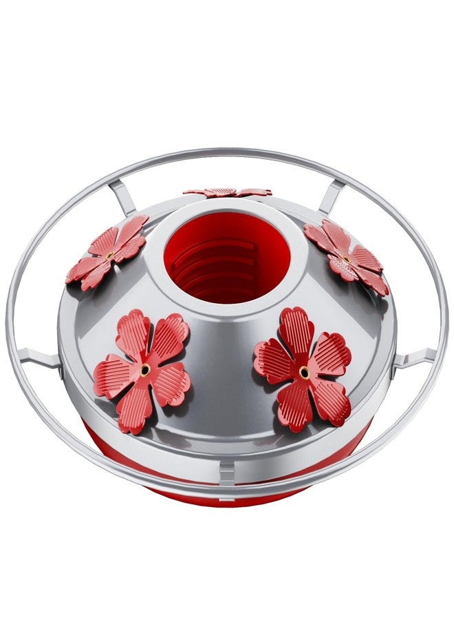 WOSIBO Hummingbird Feeder Replacement Bottom Base Replacement Part includes Red Plastic Base Metal Top and Brushes (Silver-1) - Image 1