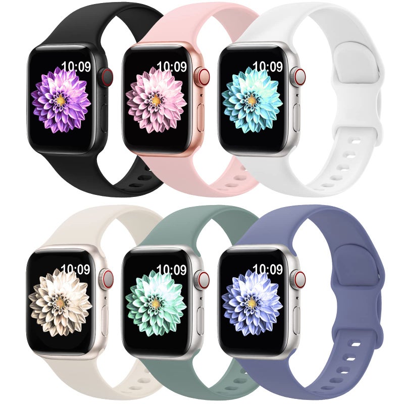 AMSKY 6 Pack Sport Bands Compatible with Apple Watch Band 38mm 40mm 41mm 42mm 44mm 45mm 49mm 46mm,Silicone Waterproof Strap for iWatch Apple Watch Series 11 10 9 Ultra 8 7 6 5 4 3 2 1 SE Women Men - Image 1