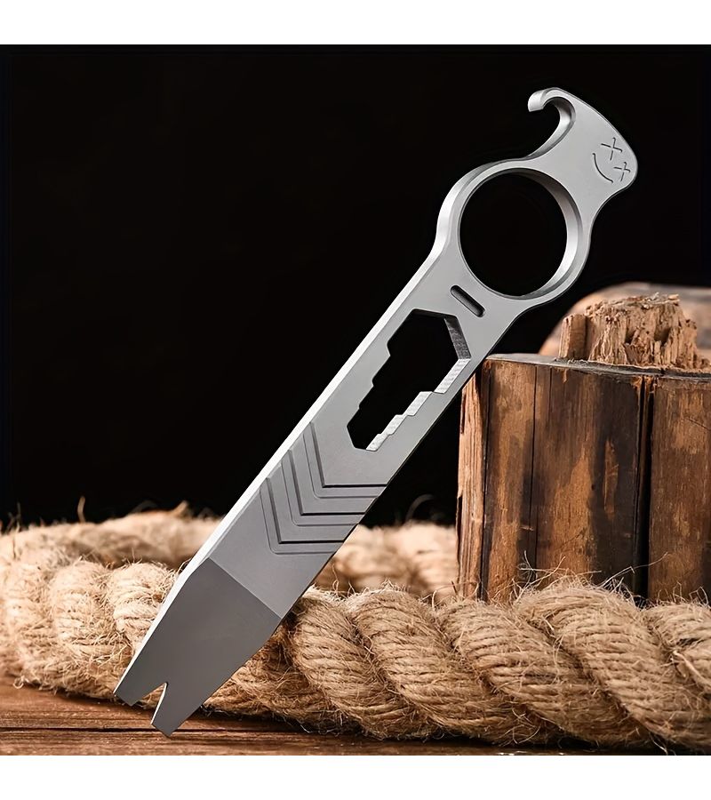 Dark Gray Titanium Alloy Multifunctional EDC Pry Bar Tool With Bottle Opener Utility Gadget For Everyday Carry Without Electricity - Image 5