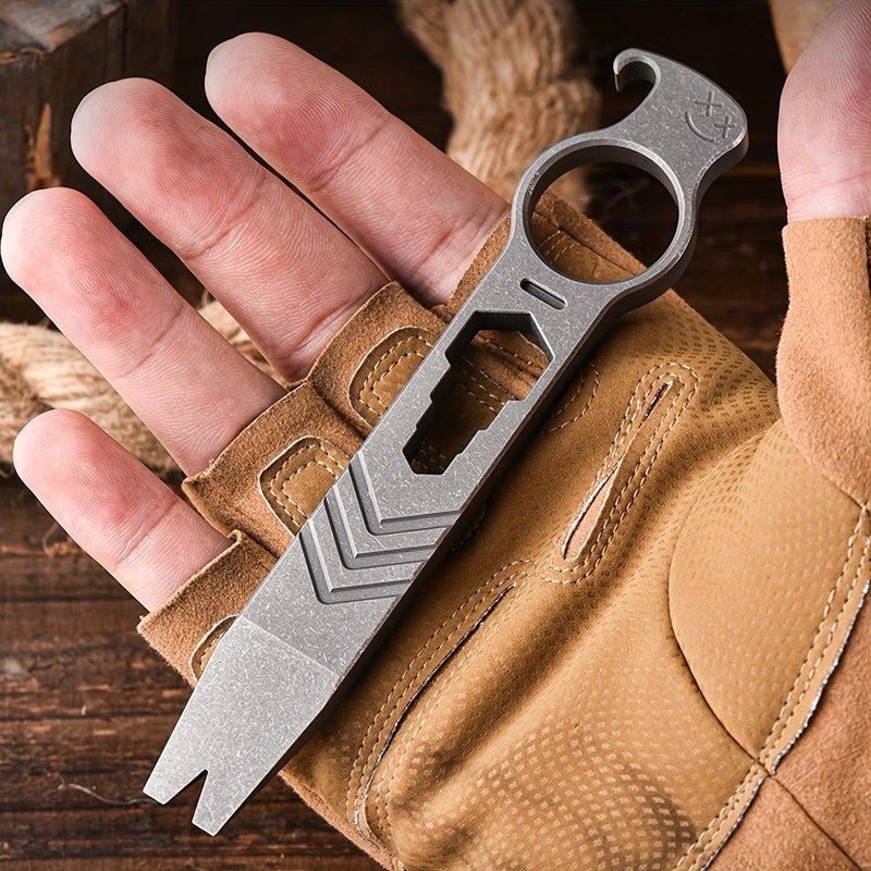 Dark Gray Titanium Alloy Multifunctional EDC Pry Bar Tool With Bottle Opener Utility Gadget For Everyday Carry Without Electricity - Image 3
