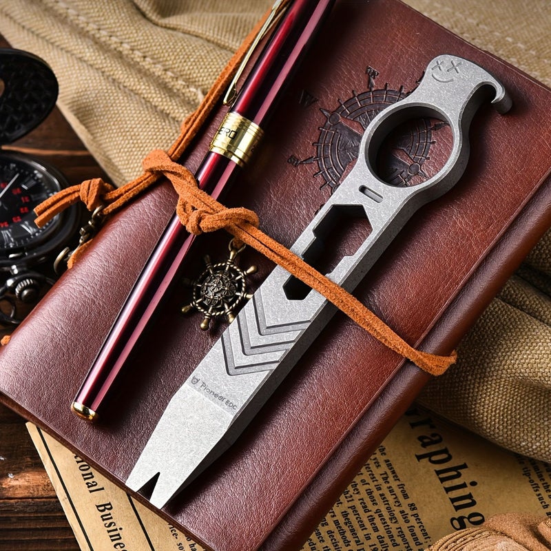 Dark Gray Titanium Alloy Multifunctional EDC Pry Bar Tool With Bottle Opener Utility Gadget For Everyday Carry Without Electricity - Image 4