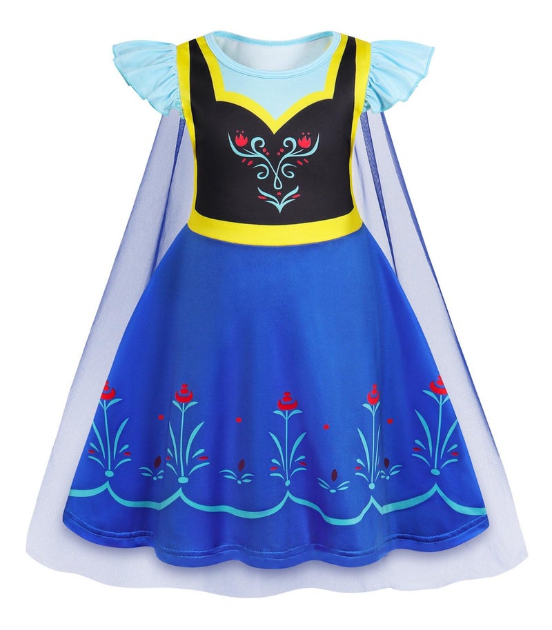 WonderBabe Snow Queen Princess Coronation Bule Costume Fancy Dress for Toddler Little Girls Halloween Christmas Birthday Party size 5-6t - Image 1