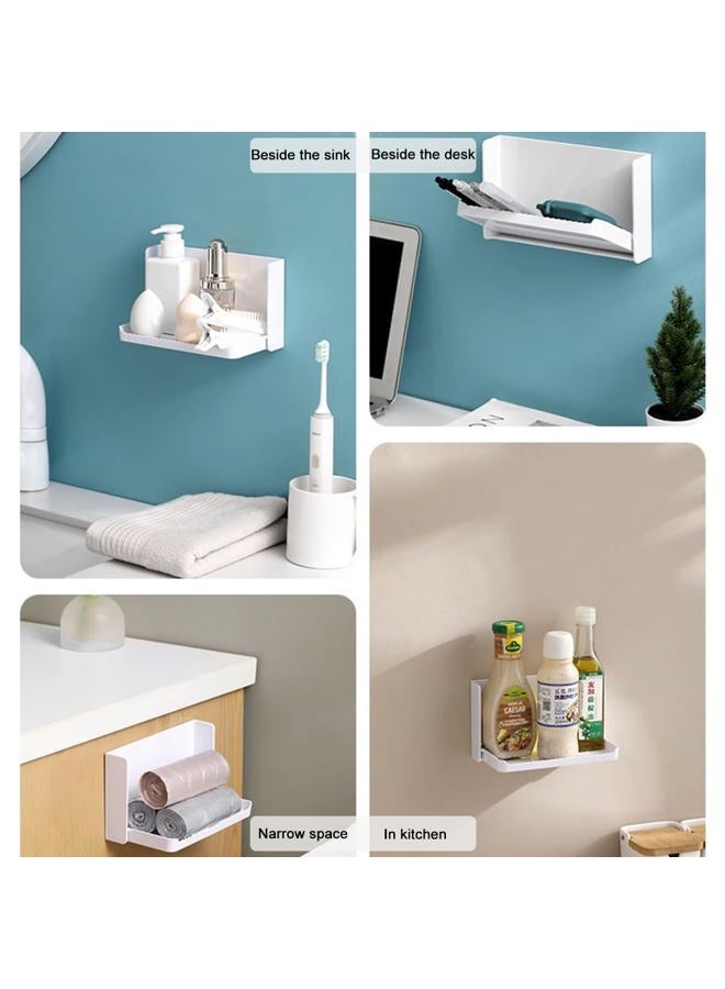 MONOSUGO Small Floating Shelf for Wall, Foldable Bathroom Shelf Wall Mount, Bedside Shelf for Phone, Remote, Earphone, Adhesive Shelf for Bathroom, Bedroom, Office, Living Room, White - Image 4