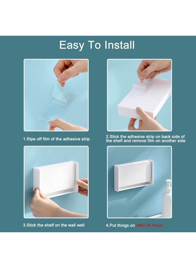 MONOSUGO Small Floating Shelf for Wall, Foldable Bathroom Shelf Wall Mount, Bedside Shelf for Phone, Remote, Earphone, Adhesive Shelf for Bathroom, Bedroom, Office, Living Room, White - Image 5