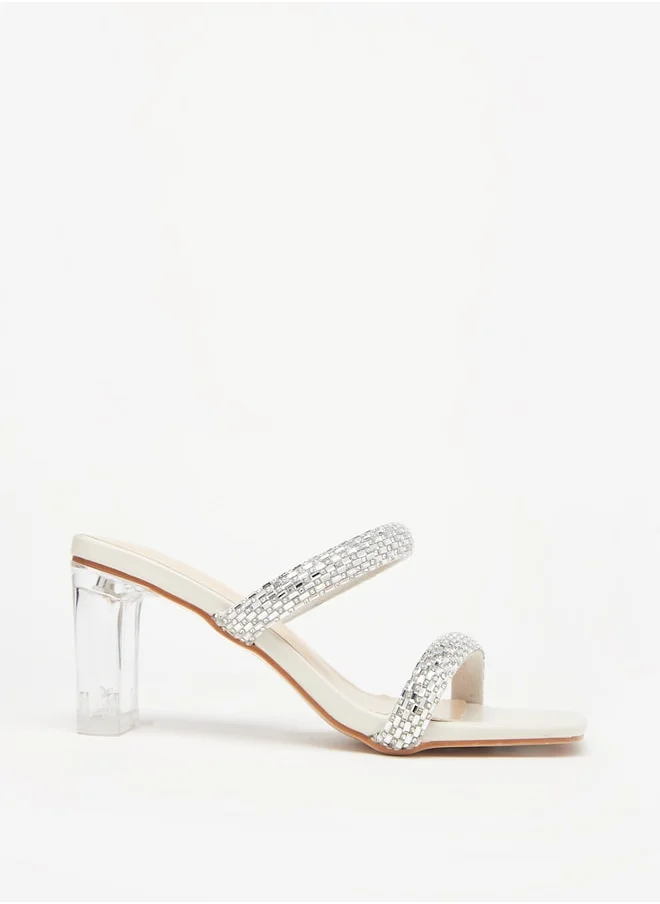 فلورا بيلا من شو إكسبرس Women's Embellished Slip-On Sandals with Block Heels Ramadan Collection