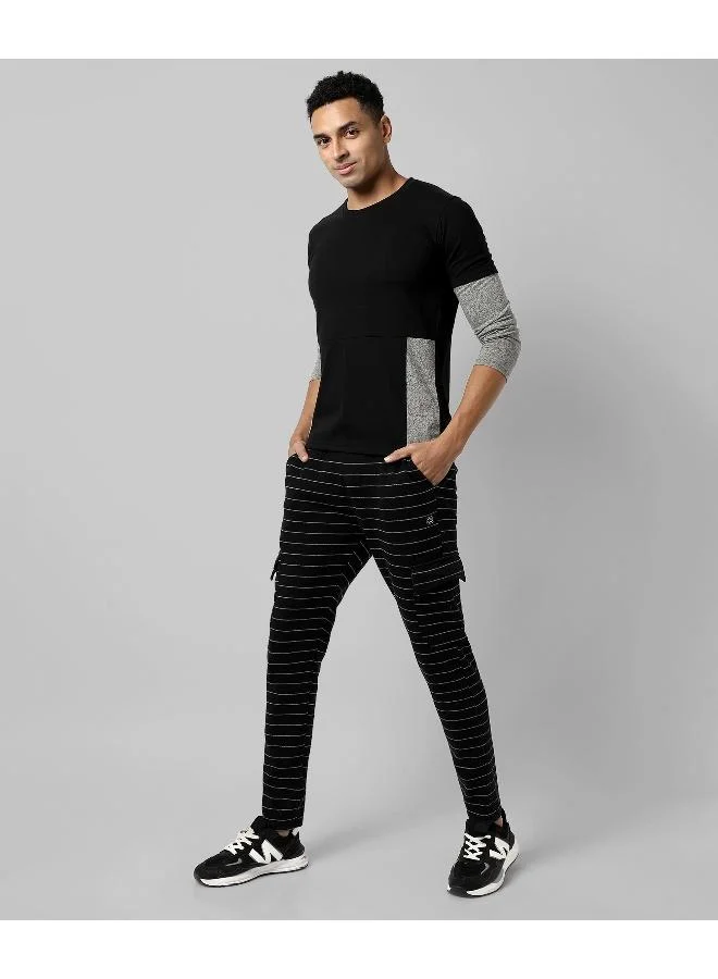CAHOOT  Men's Black Striped Regular Fit Trackpants for Men | Best Price UAE