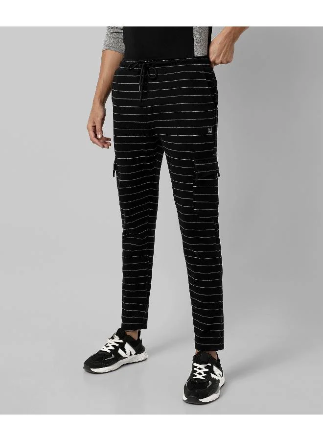 CAHOOT  Men's Black Striped Regular Fit Trackpants for Men | Best Price UAE