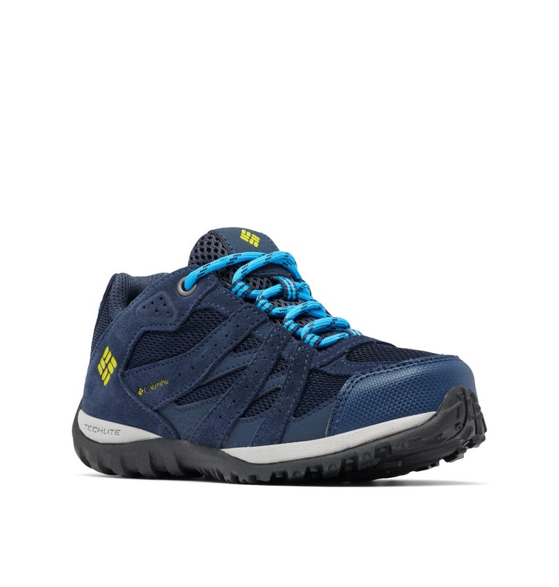 Columbia Unisex Child Youth Redmond Waterproof Hiking Shoe, Collegiate Navy, Laser Lemon - Image 1