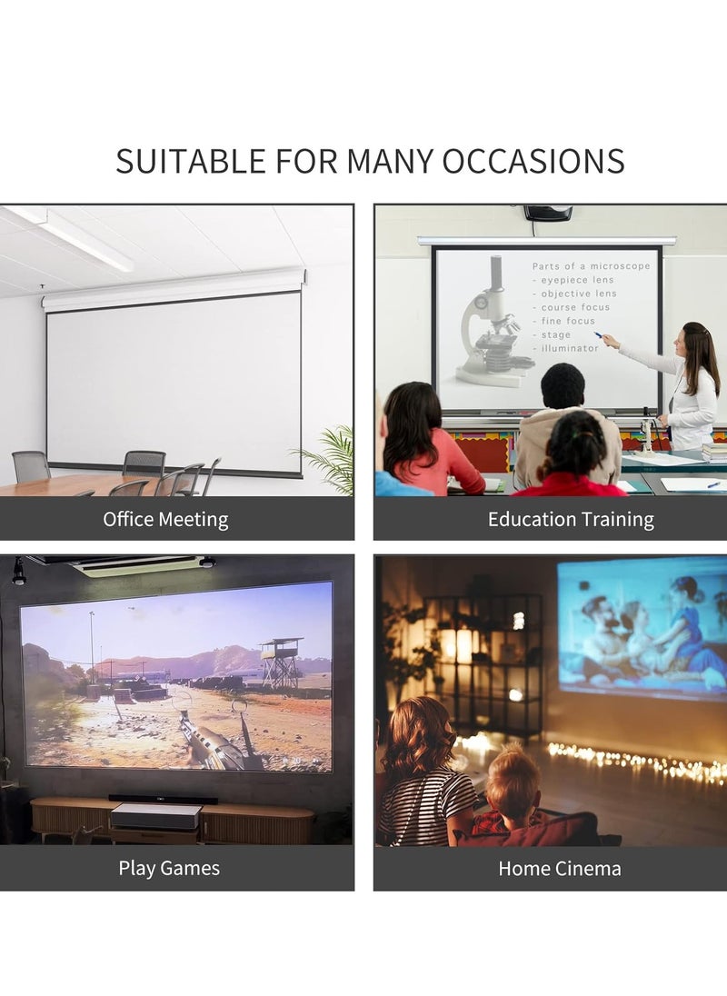 100 Inch 16:9 Wall Mount Electric Projector Screen Motorized Projection Curtain with Remote Control For Business/School/Office/Meeting