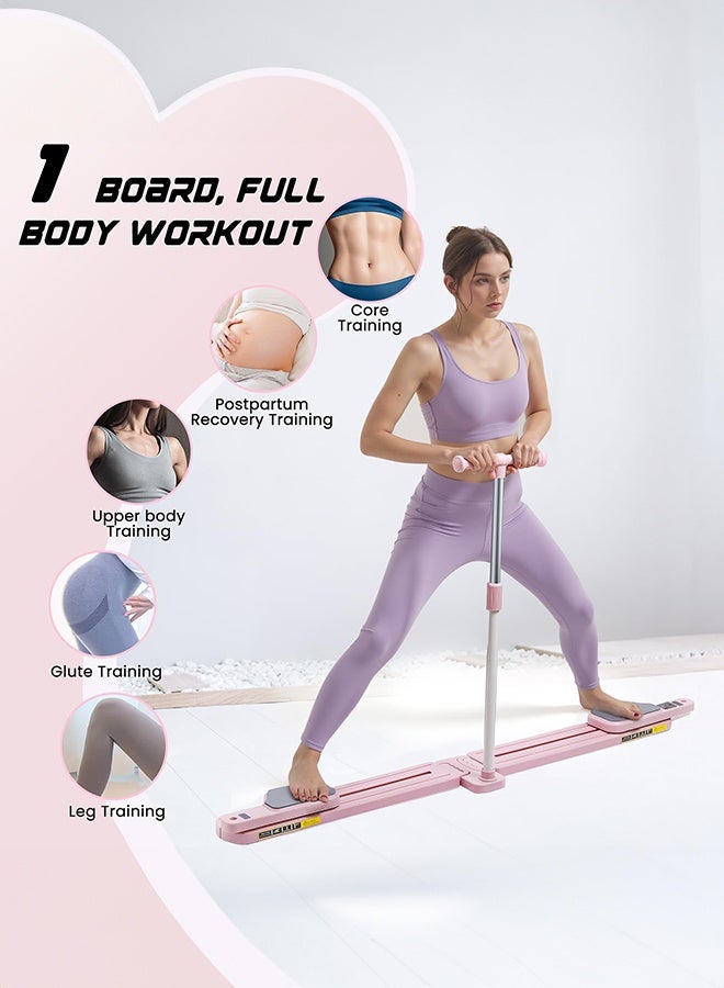 WALALLA Multifunctional Pilates Reformer Machine - Home Pilates Board with Smart Display (Reps/Calories/Timer) & Resistance Bands, Complete Women's Fitness Studio Set, Pink - Image 2