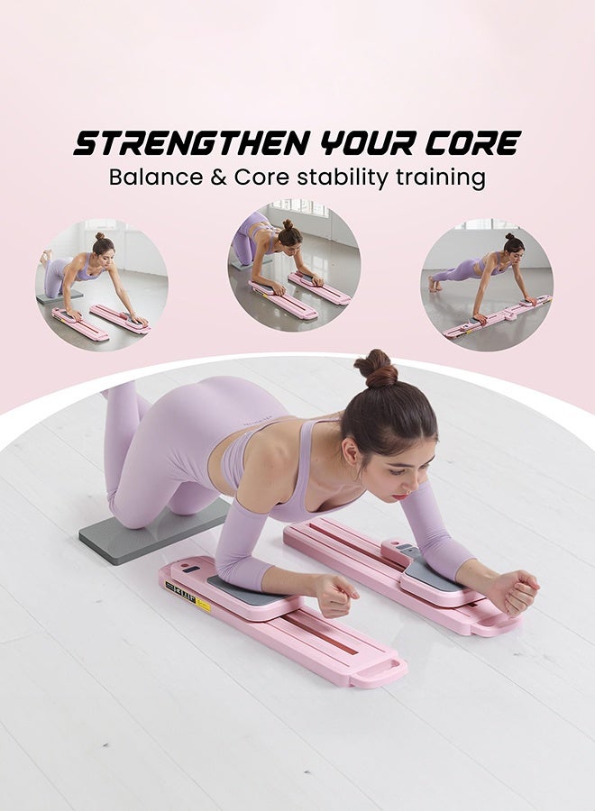 WALALLA Multifunctional Pilates Reformer Machine - Home Pilates Board with Smart Display (Reps/Calories/Timer) & Resistance Bands, Complete Women's Fitness Studio Set, Pink - Image 5