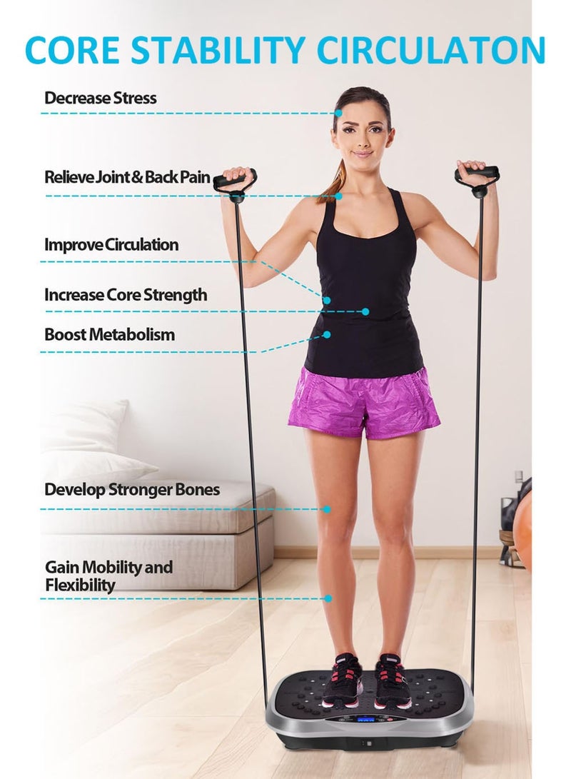 EzzySo Vibration Plate Exercise Machine Mini Full Body Vibration Platform Trainers for Home Use with Acupressure Nodes Cardio Machines Fat Removing Machine Multiple Speeds with Bluetooth Remote Max User Weight 330lbs - Image 3