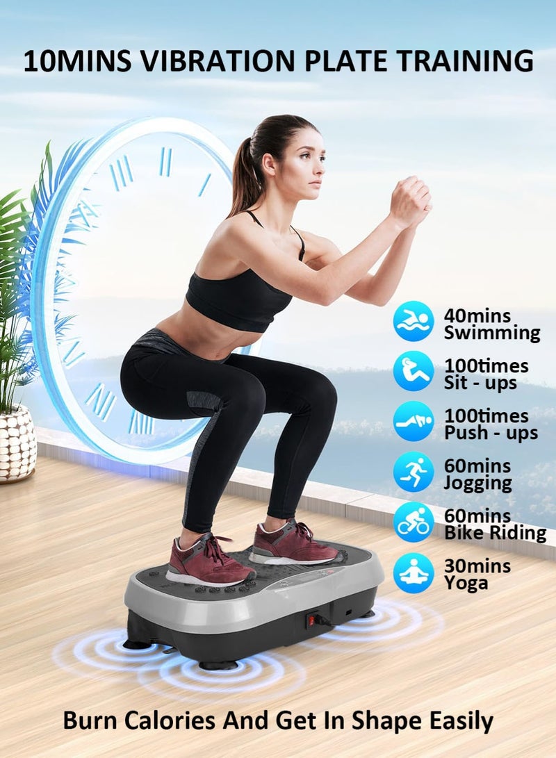 EzzySo Vibration Plate Exercise Machine Mini Full Body Vibration Platform Trainers for Home Use with Acupressure Nodes Cardio Machines Fat Removing Machine Multiple Speeds with Bluetooth Remote Max User Weight 330lbs - Image 2