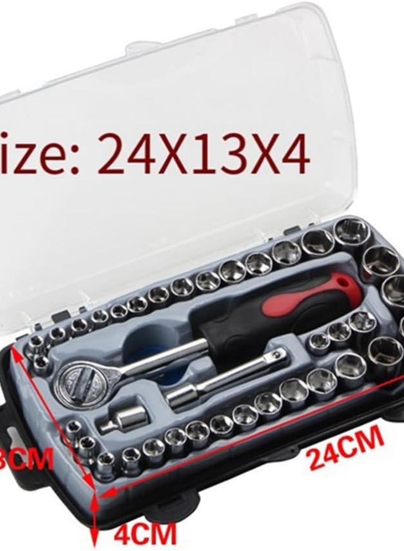 GGOOT 40-Piece Socket Combination Set Socket Wrench Set Auto Repair Tools Household Hardware Tools Socket Combination Tools - Image 5