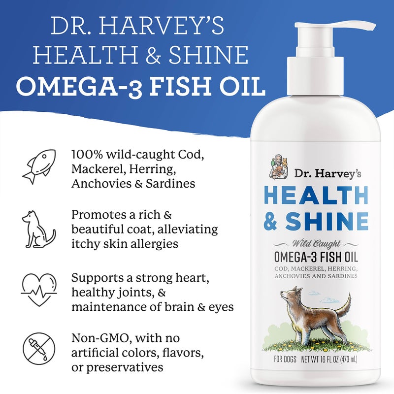 Dr. Harvey's Dr. Harvey’s Health & Shine Omega 3 Fish Oil for Dogs from Wild Caught Cod, Mackerel, Herring, Anchovies and Sardines - Supports Beautiful Fur, Strong Joints and Itchy Allergy Relief (16 fl. oz.) - Image 2