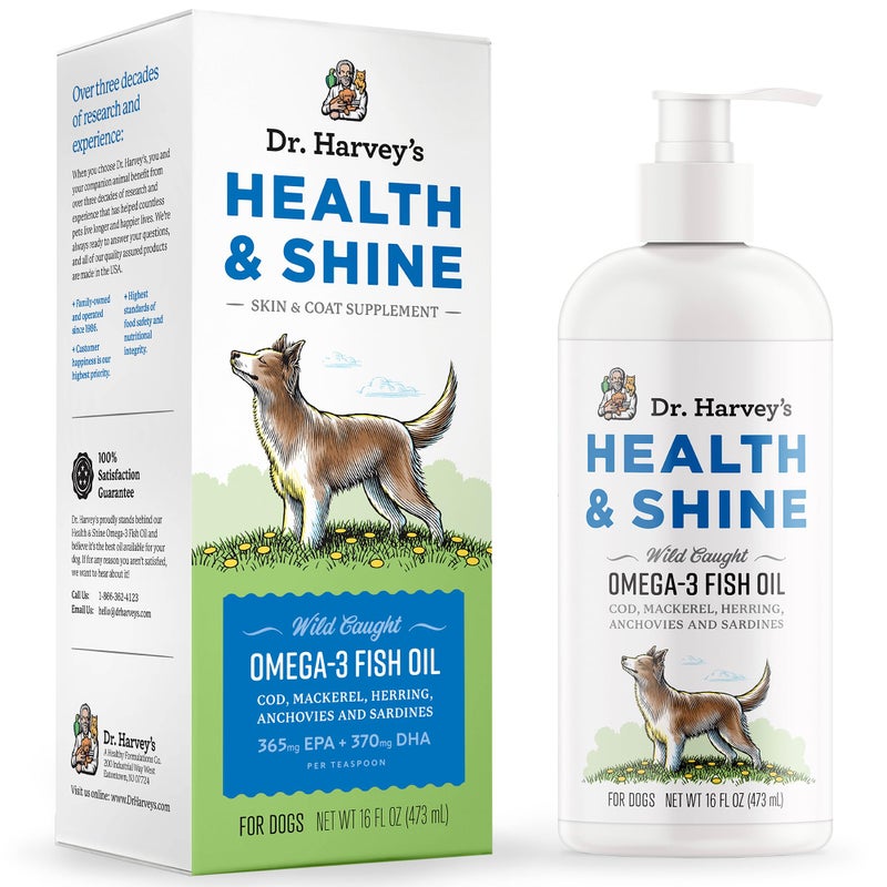 Dr. Harvey's Dr. Harvey’s Health & Shine Omega 3 Fish Oil for Dogs from Wild Caught Cod, Mackerel, Herring, Anchovies and Sardines - Supports Beautiful Fur, Strong Joints and Itchy Allergy Relief (16 fl. oz.) - Image 1