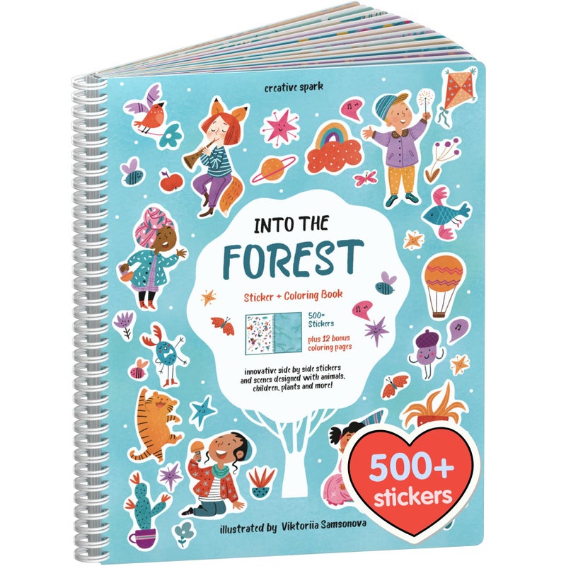 CUPKIN Whimsical Sticker Book Activity for Kids, Into The Forest by Cupkin, Toddler Airplane Travel Essentials, 500+ Stickers for Kids 12 Scenes + Coloring Book Pages, Crafts Ages 2-8 - Image 1