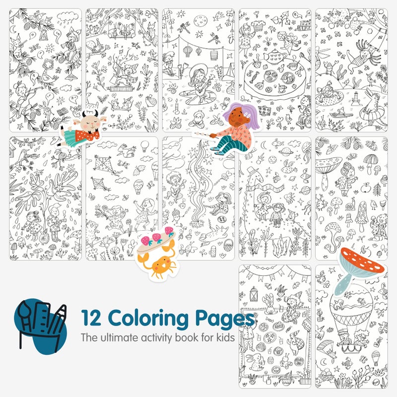 CUPKIN Whimsical Sticker Book Activity for Kids, Into The Forest by Cupkin, Toddler Airplane Travel Essentials, 500+ Stickers for Kids 12 Scenes + Coloring Book Pages, Crafts Ages 2-8 - Image 4