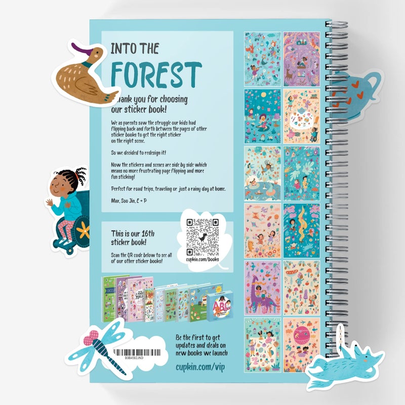CUPKIN Whimsical Sticker Book Activity for Kids, Into The Forest by Cupkin, Toddler Airplane Travel Essentials, 500+ Stickers for Kids 12 Scenes + Coloring Book Pages, Crafts Ages 2-8 - Image 2