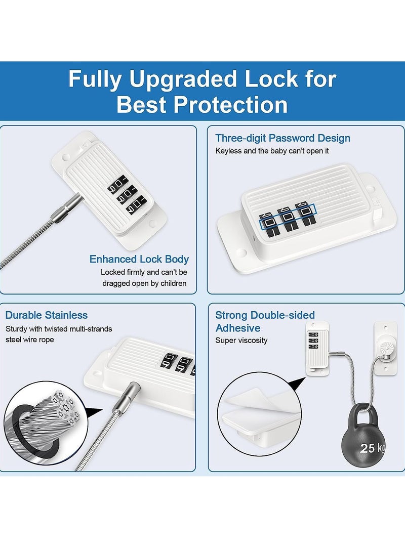 Window Safety Locks Refrigerator Lock Combination Refrigerator Lock for Children Adhesive Freezer Lock Child Safe Refrigerator Lock for Kid Cabinet Lock for Door for Adults Fridge Child Lock 2 Pack  - Image 4