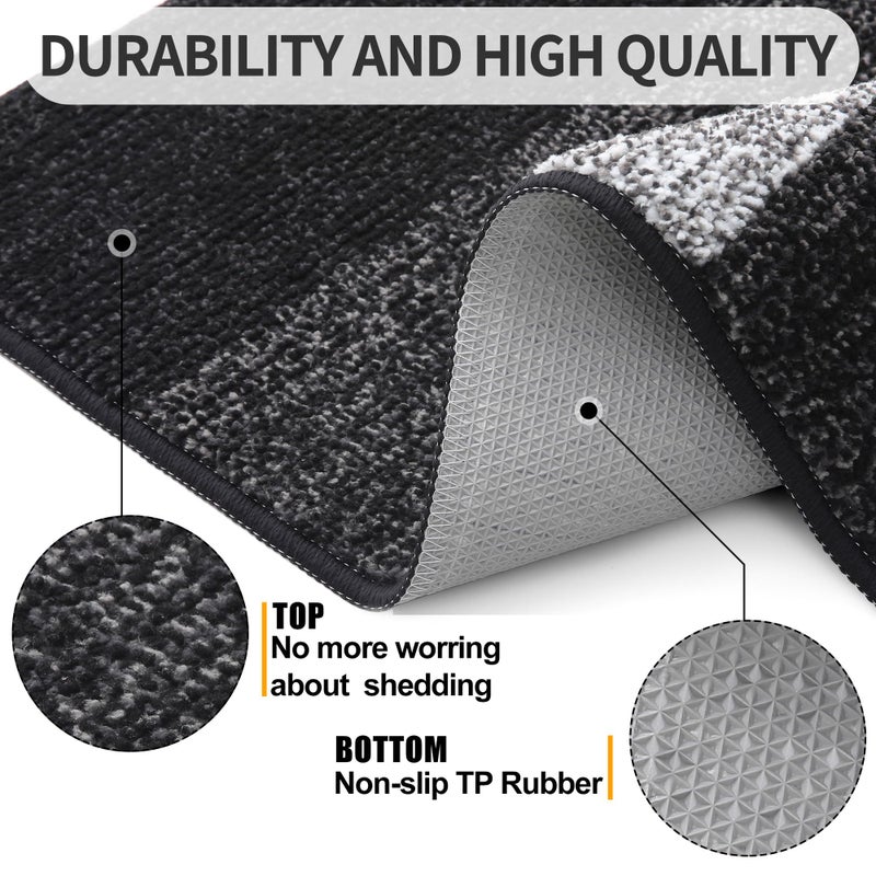 Kitinjoy Indoor Outdoor Door Mat, 32x20 Non-Slip Absorbent Dirt Trapper, Low-Profile Washable Inside Entrance Front Floor Mat, Sturdy Soft Entry Doormats for Entryway, Black - Image 3