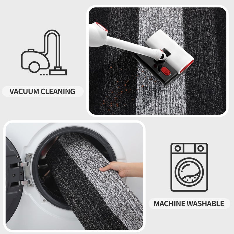 Kitinjoy Indoor Outdoor Door Mat, 32x20 Non-Slip Absorbent Dirt Trapper, Low-Profile Washable Inside Entrance Front Floor Mat, Sturdy Soft Entry Doormats for Entryway, Black - Image 5