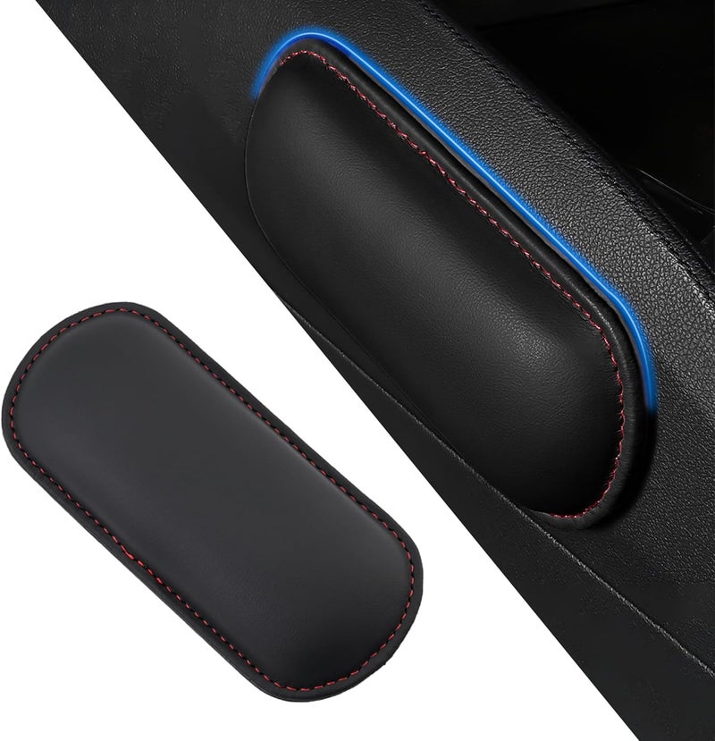 Alieemo Car Knee Cushion Pad, Leather Memory Foam Vehicle Door Armrest Pillow for Leg Elbow, Comfort Auto Interior Center Console Thigh Support Mat Accessories, Universal for Most Cars (Black/Red) - Image 1