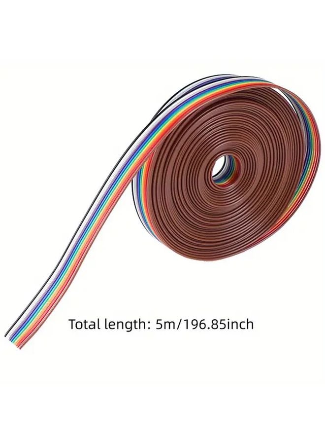 1pc 10 Way 196.85 Inch Ribbon Cable Rainbow Gradient Flat Wire with Copper Connectors - Image 5