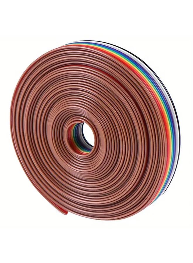 1pc 10 Way 196.85 Inch Ribbon Cable Rainbow Gradient Flat Wire with Copper Connectors - Image 2