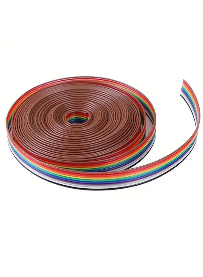 1pc 10 Way 196.85 Inch Ribbon Cable Rainbow Gradient Flat Wire with Copper Connectors - Image 1