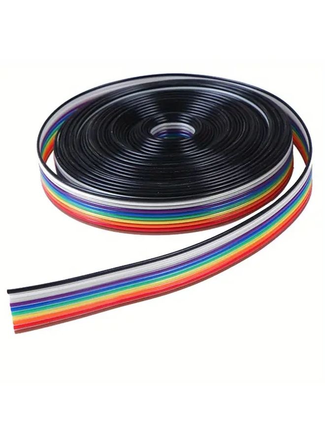 1pc 10 Way 196.85 Inch Ribbon Cable Rainbow Gradient Flat Wire with Copper Connectors - Image 4