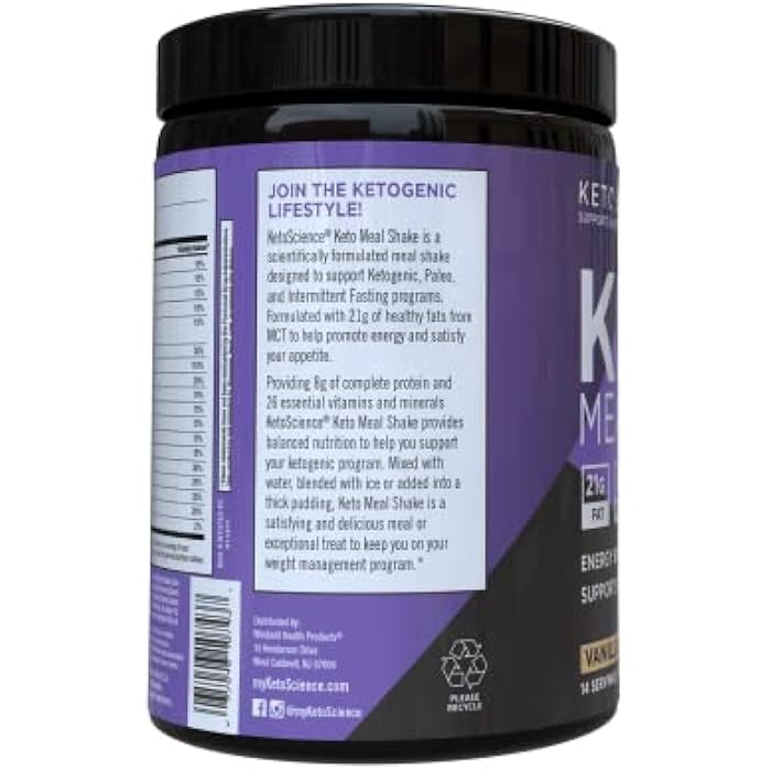 Keto Science Ketogenic Meal Shake Vanilla Dietary Supplement, Keto Protein, Rich in MCTs and Protein, Packed with Collagen, Vitamins and Minerals, Keto and Paleo Friendly, Weight Loss, (14 servings), 20.49 Oz - Image 2