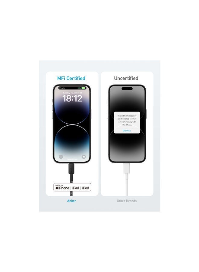 Anker 322 USB-C to Lightning Cable (3ft Braided) Black - Image 2