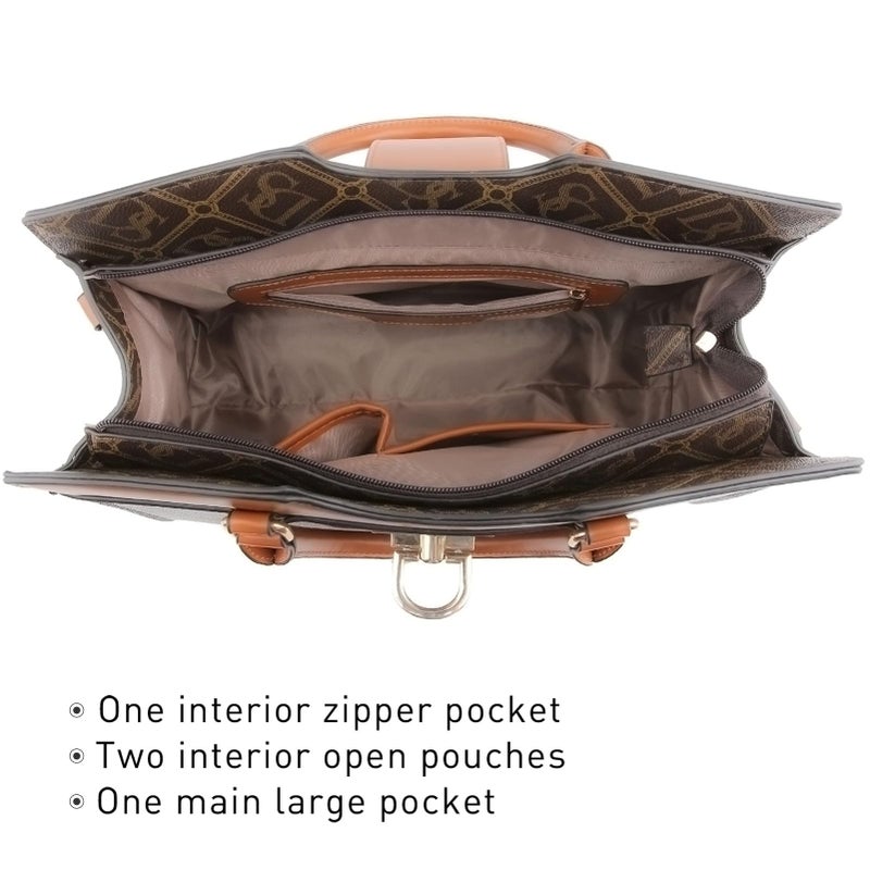 DASEIN Dasein Handbags for Women Purses Monogram Satchel Purse Large Tote Ladies Handbag Shoulder Bags Top Handle Work Bag 2pcs Set  - Image 4