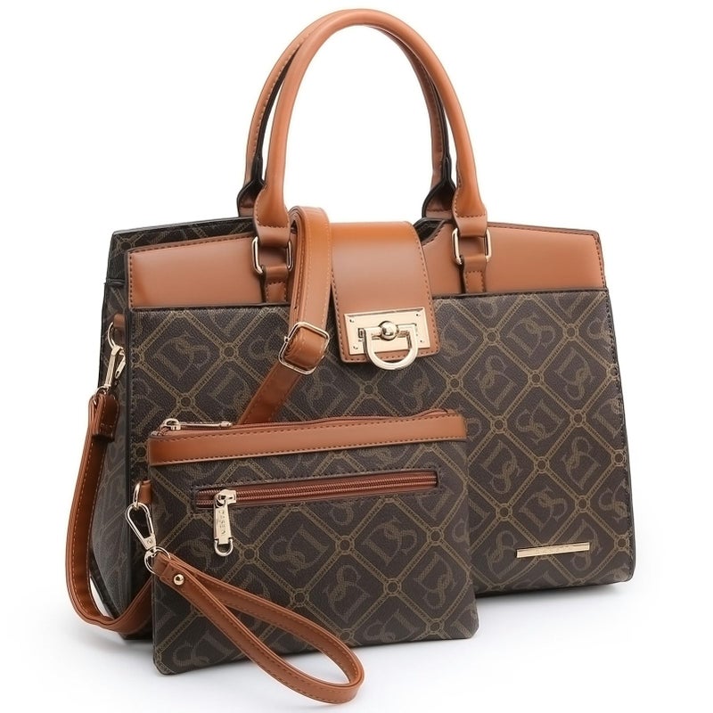 DASEIN Dasein Handbags for Women Purses Monogram Satchel Purse Large Tote Ladies Handbag Shoulder Bags Top Handle Work Bag 2pcs Set  - Image 1