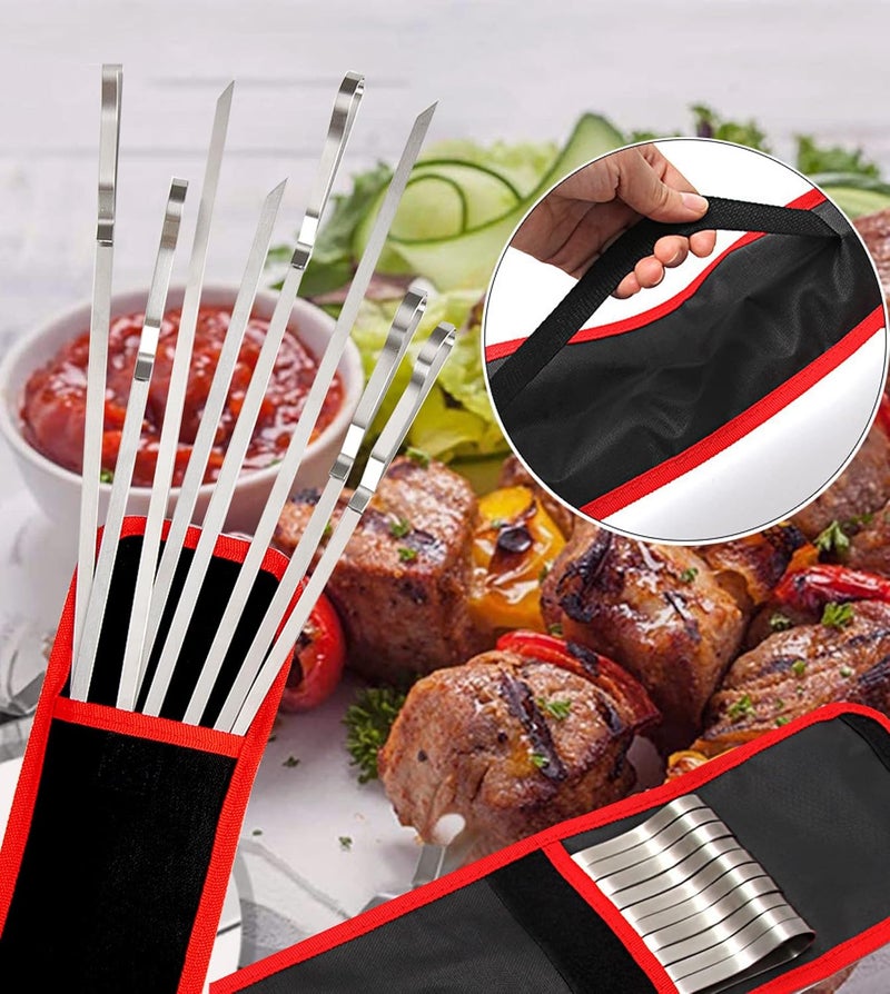HONSHEN 17 Inch Long Stainless Steel Skewers for Kabobs, Flat Shish Kabob Barbecue Skewers with Storage Bag - Metal BBQ Skewers for Grilling Meat, Chicken, Shrimp, Vegetables - 10 Pack - Image 4