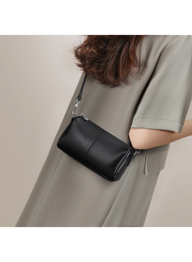 【 Top Layer Cowhide 】 حقيبة مذهلة، حقيبة كروس بادي كبيرة السعة، حقيبة أسطوانية، حقيبة هاتف محمول، حقيبة نسائية من الجلد الطبيعي - Image 2