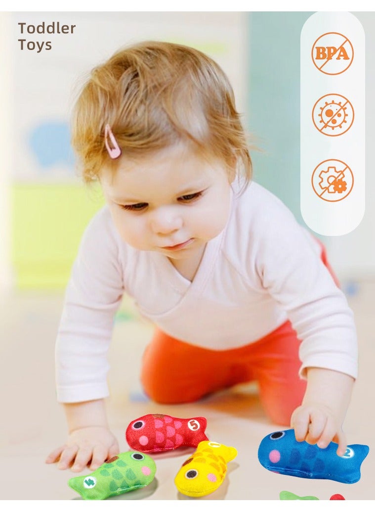 Fishing Children's Toy, 22 Piece Fabric Fishing Game Set Learning Toy, Suitable for Children Aged 1-3, With Stacking Cups, Number Counting, Color Sorting, Shape Learning, Game Pad, Suitable for Boys and Girls' Birthday Gifts - Image 5